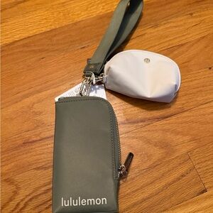 Lululemon Olive Wristlet with White Pouch